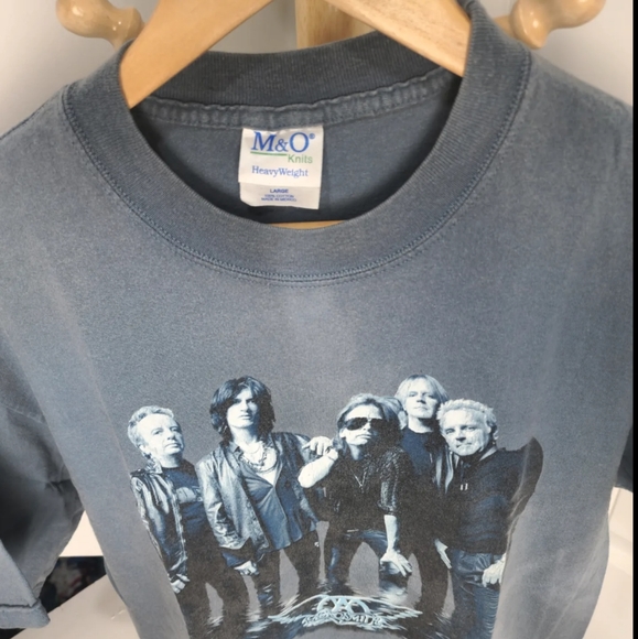 Vintage 2001 Aerosmith Tour Band Tee Blue M&O Tag Size L "Just Push Play" EUC - Picture 2 of 5